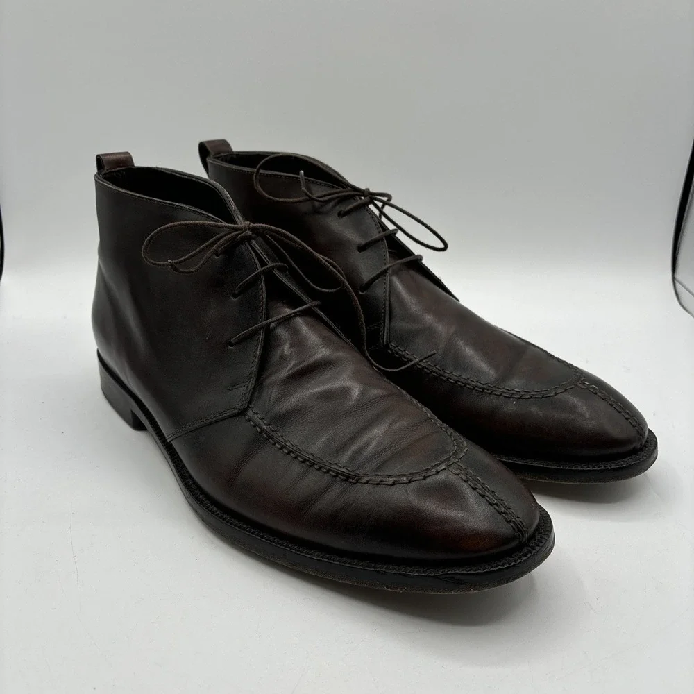 Allen Edmonds Rafael Men 11D Dark Brown Leather Split Toe Chukka Boot Dress Shoe